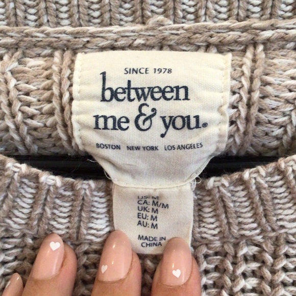 Tan Chunky Knit Sweater with Zipper Elbow Detail - Picture 4 of 5